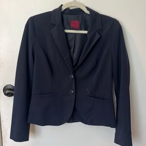Navy blue women’s blazer, business casual wear, work wear, suit jacket, pantsuit